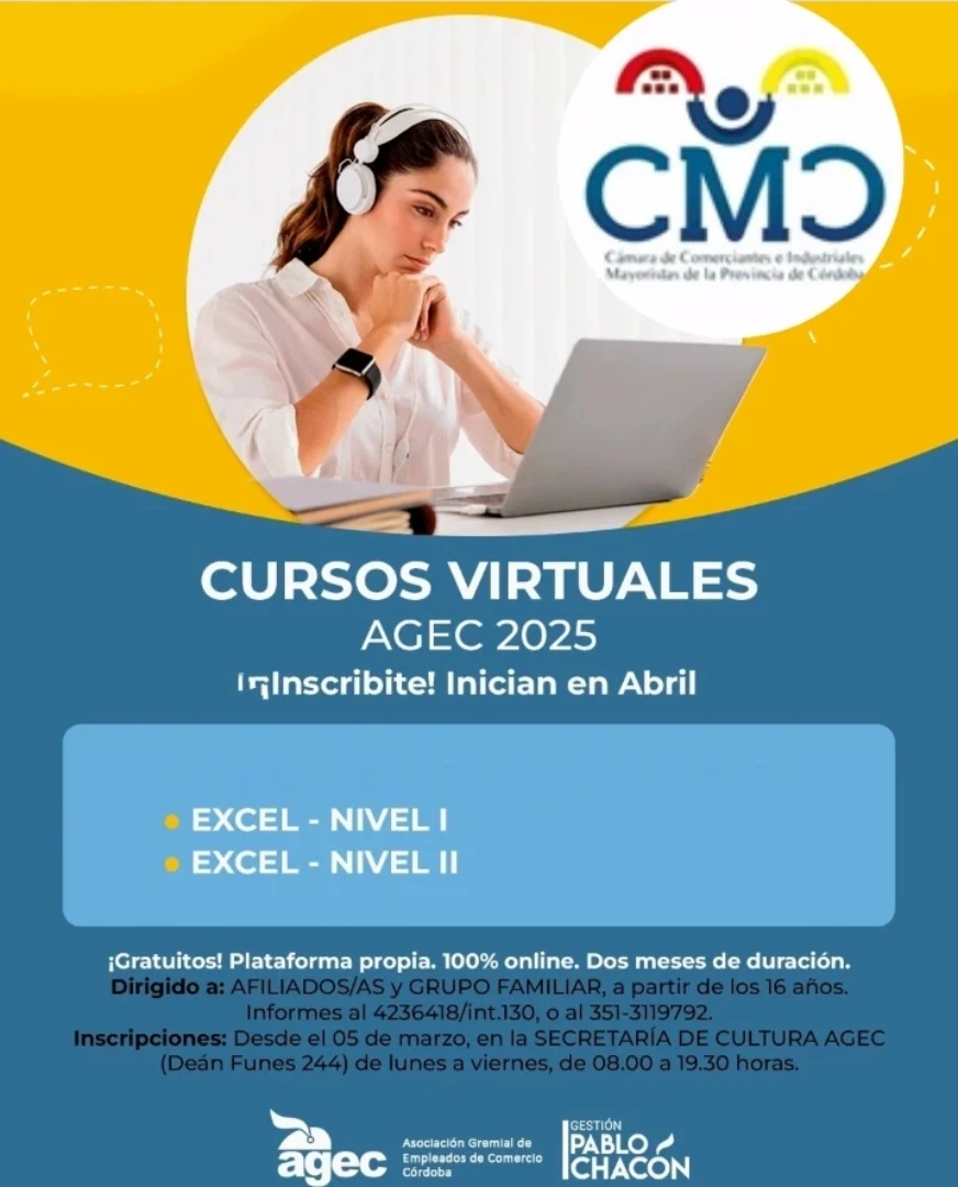 Nuevo curso virtual: Excel Nivel 1 y Nivel 2 para socios de la Cámara de Comercio