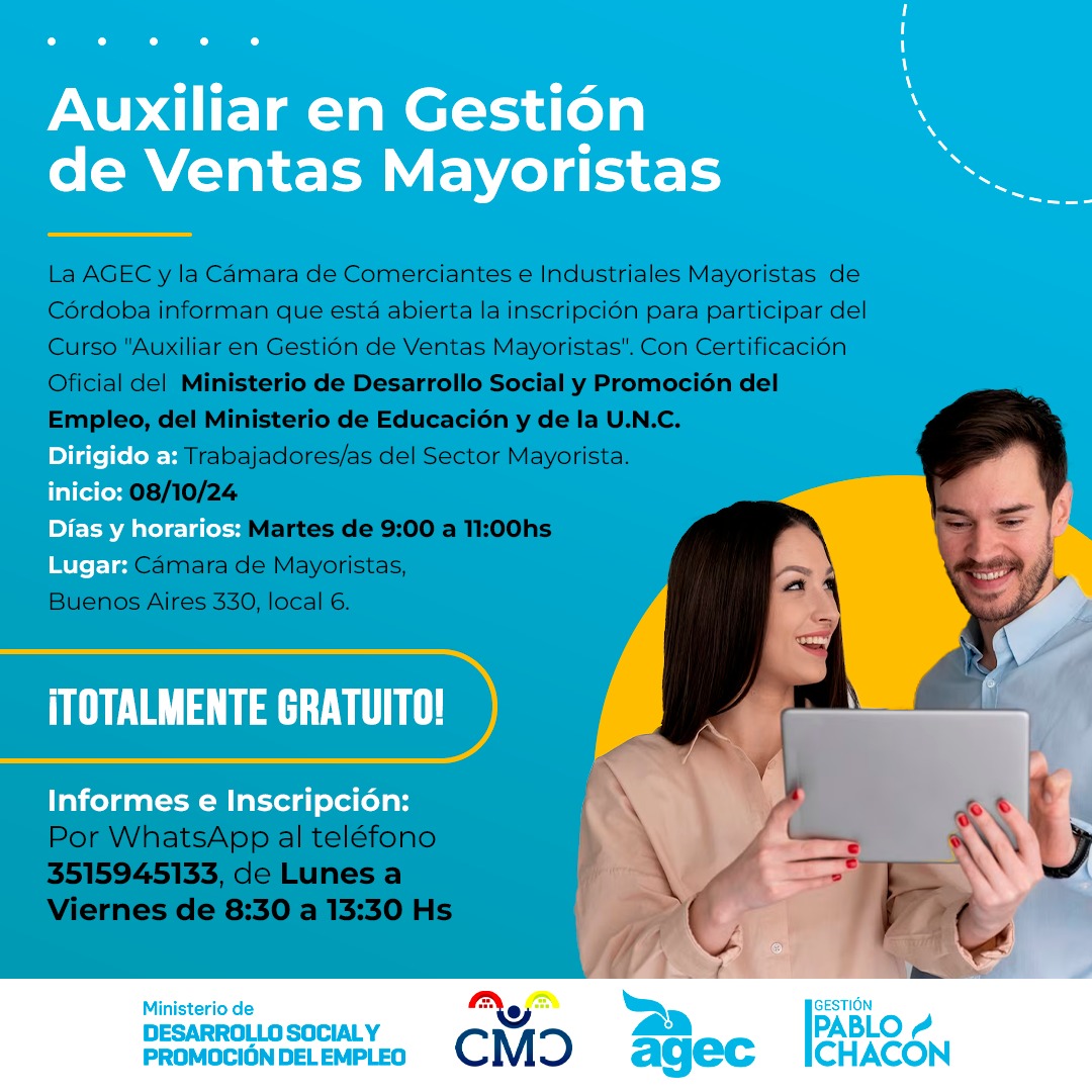 Auxiliar en gestión de ventas mayoristas